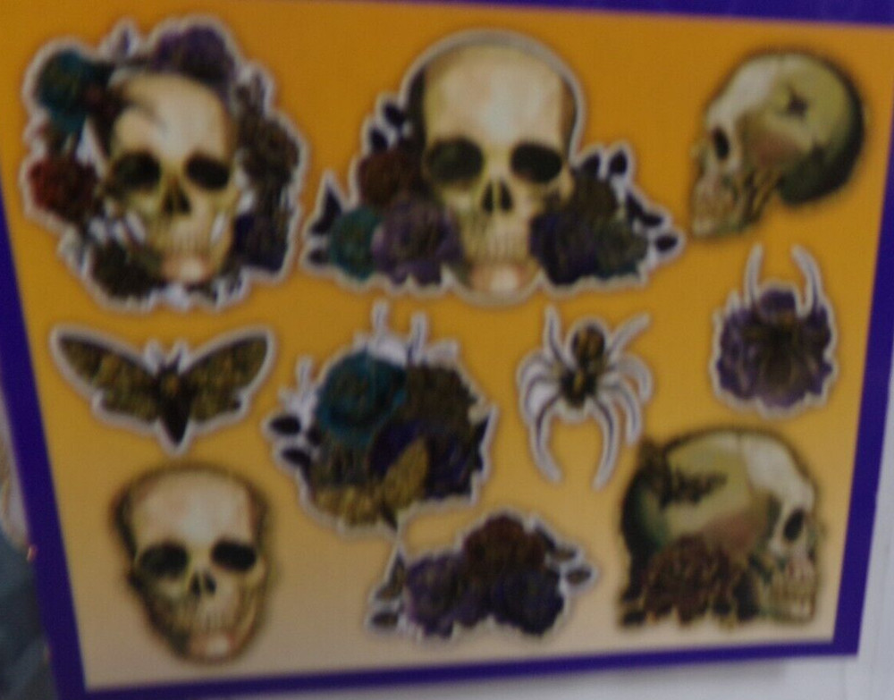 Halloween Silhouettes Cutout Set 10 Pack One Sided Glitter Skulls Spiders Bats