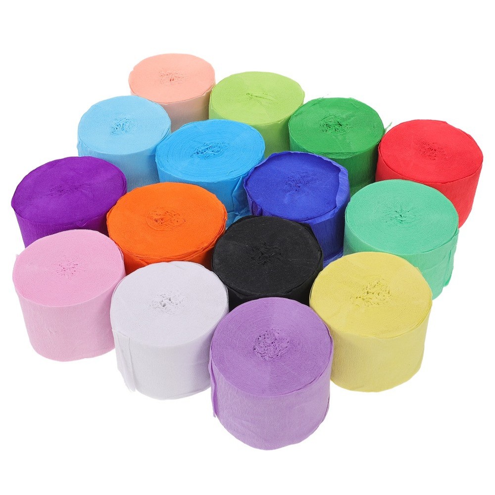 12 Pcs Crepe Paper Streamers Rolls Paper Colored Ribbon Birthday Party Decor
