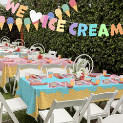 Ice Cream Party Supplies: 2-Pack Ice Cream Birthday Party Decorations,Disposable