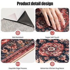 Kitchen Rug Set 3Pcs, Boho Rug Sets Non Slip Washable for Floor Thick Farmhou…
