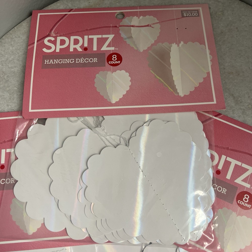 8ct Heart Multipack White Hanging Decor – Spritz Valentin’s day Decoration
