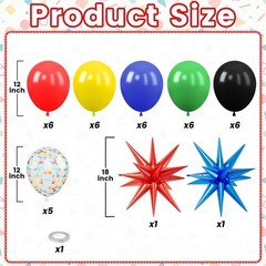 Red Blue Green Black Balloons, Red Yellow Blue Green Black Balloons with Star…