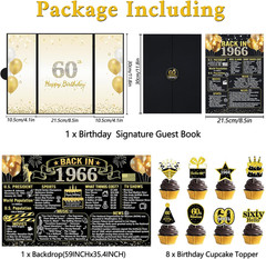 60Th Birthday Decorations for Men Women, 32PCS Back in 1966 Birthday Party Suppl
