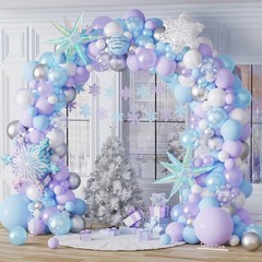 Ice Snow Birthday Party Decorations, 159 PCS Snowflake Balloon Garland Arch K…