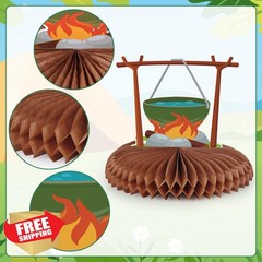 Adecortalk 12 Camping Honeycomb Centerpieces Table Decor