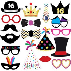 16th Birthday Photo Booth Props – 40 Various,