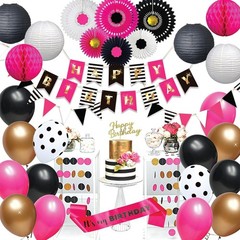 Stunning Hot Pink & Black Birthday Celebration Set for Ladies – Versatile & Fun