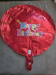 Four (4) HAPPY BIRTHDAY Mylar Balloons, Red 17-18IN Round Foil Helium Balloons