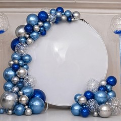 Blue Silver Balloons, Pearl Navy Blue Balloons Metallic light Blue and Silver…