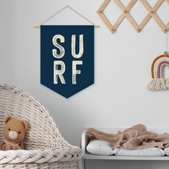 Coastal Beach Surf Room Decor Nautical Linen Canvas Banner, Navy Blue Surf Oc…