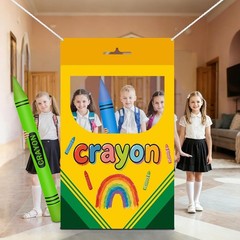 Back to School Crayon Box Photo Backdrop & Balloon Set – Perfect for Photos