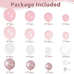 Pink and White Balloon Arch Kit, Pastel Pink Balloon Garland with Dusty Light…