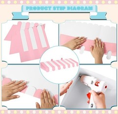 4 Pack Pink Circus Awning Decoration 3D Pink and White Stripe Cardboard Awning B