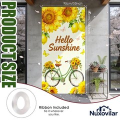 Spring Door Covers, Sunflower & Lemon Banner, 35.4×70.86in Polyester, Spring …