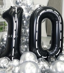 Race Car 40Inch Black 10 Balloon Number Large Helium Race Track 0-9 Giant Dig…