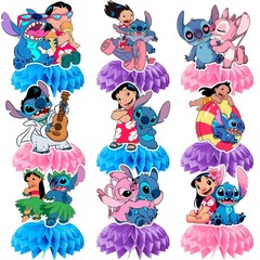 3D Stitch Honeycomb Centerpieces 9 Pcs Birthday Party Table Decoration Supplies