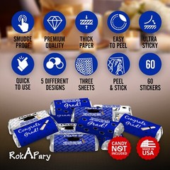 Class of 2025 Graduation Mini Candy Wrapper | Set of 60 Stickers | Blue Theme