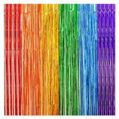 2 Pack Rainbow Foil Fringe Curtains, 3.3X6.6 Ft Metallic Tinsel Backdrop Party D