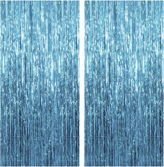 2 Pack Blue Streamers Party Decorations Blue Fringe Backdrop Ocean Themed Party