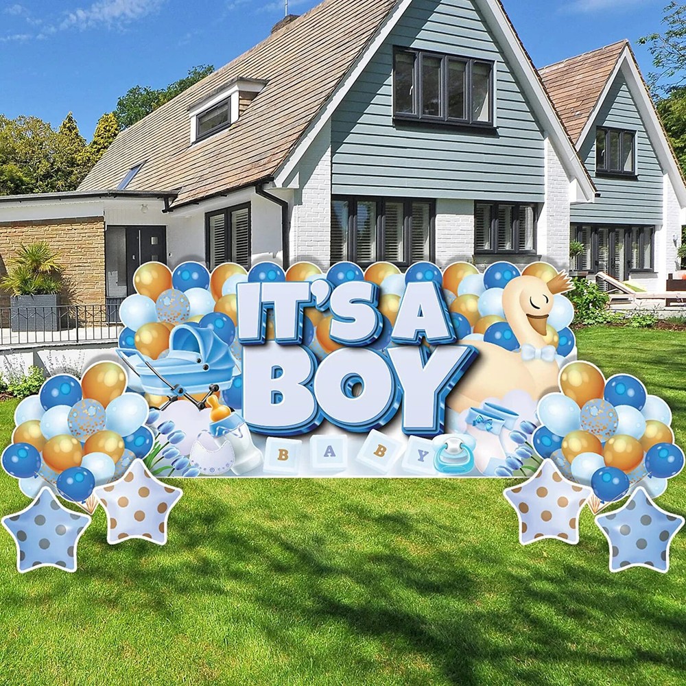 JUMBO «It’s A Boy» Baby Shower Yard Card Display, Oversized Ez Yard Card 7pcs