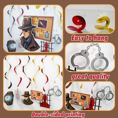 16 PCS Detective Themed Hanging Swirls Crime Scene Ceiling Party Decor