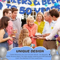 Pre Strung Cheers & Beers to 50 Years Banner Glitter 50th Birthday Dark Blue