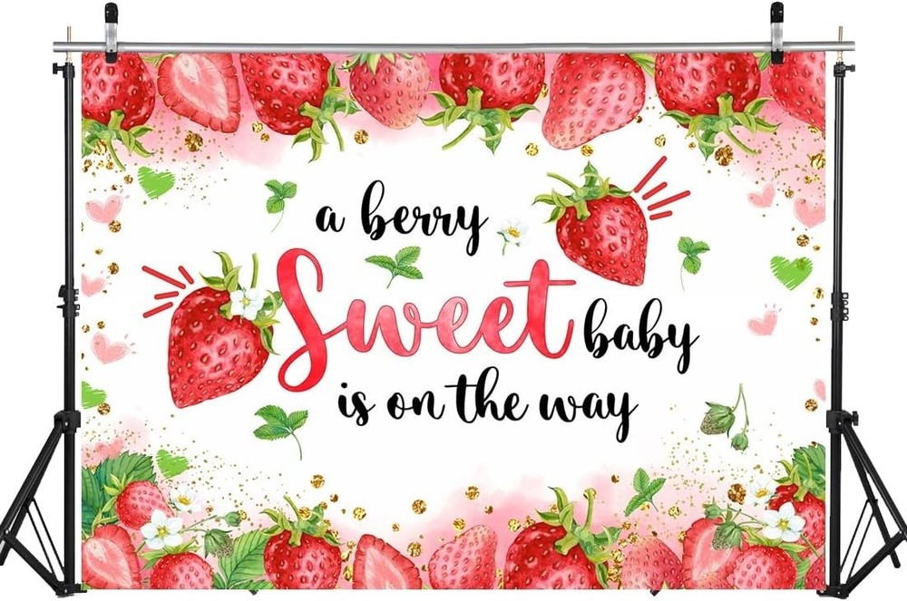 A berry Sweet Baby Shower Backdrop Photo Background Birthday Party Supplies
