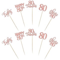 15-Pack Glitter 80th Birthday Centerpiece Sticks Cheers to 80 Years Decor