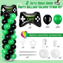 2 Set Video Game Balloon Column Stand Kit with Game Controller Foil Latex Bal…