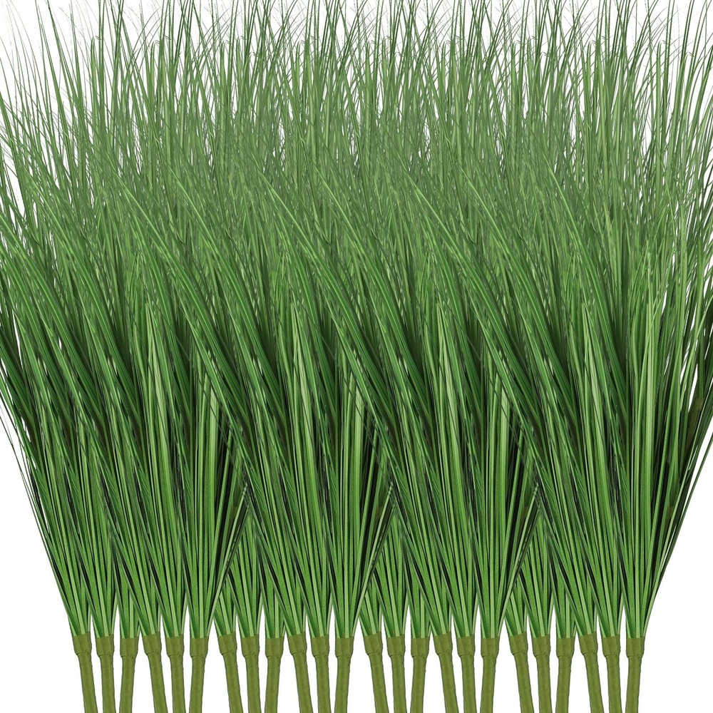 Tigeen 12 Pcs 33 Inch Artificial Grass Plants, Faux Shrubs 33 Inch, Green