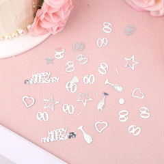 60Th Wedding Anniversary Confetti Decorations, 60G Silver Heart Star Wine Glass