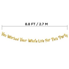 Funny Retirement Decor, Gold Glitter Banner, Party Supplies Gift, Gold
