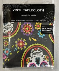 Meri Meri Sugar Skull Party Decor Lot – Tablecloth & Drink Straw Halloween NEW