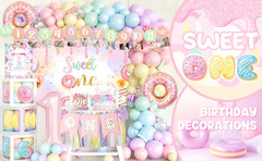Donut Theme Birthday Party Decorations Set – 141 PCs with Backdrop, Balloons & M