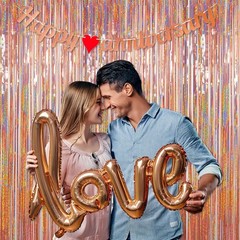2pcs 3.2×8.2′ Foil Fringe Backdrop, Tinsel Foil Fringe Curtains – Sparkle Fringe
