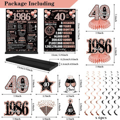 40Th Birthday Decorations for Women, 25PCS Black Rose Gold Happy 40Th Birthday B