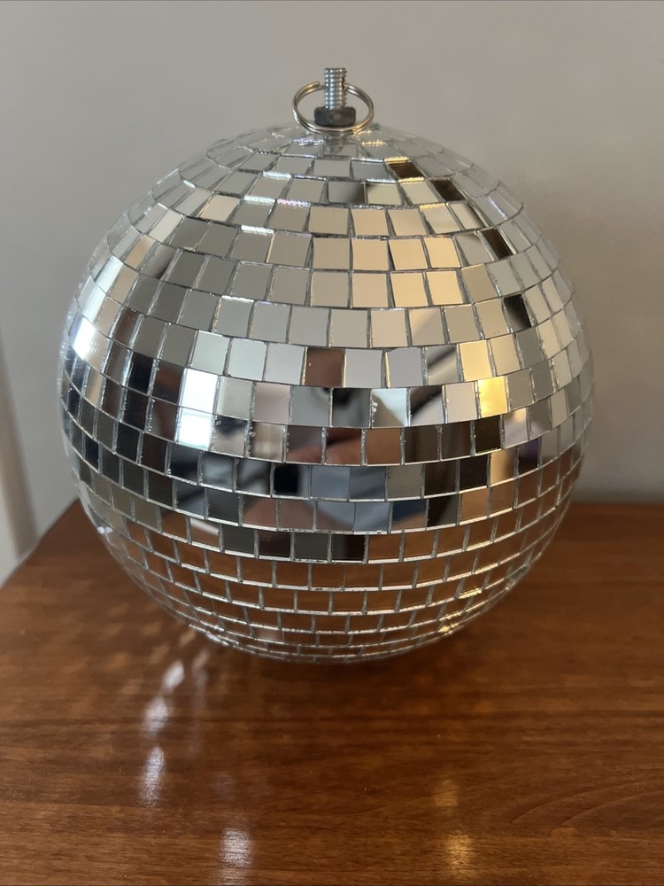 Visual Effects Disco Ball with Hanging Hook Silver Mirror 8″ Round Celebration