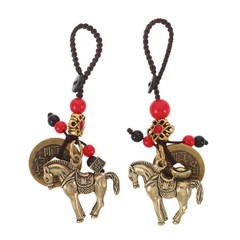 2 Pcs Chinese Brass Keychain New Year Decoration Charm for Spring Festival