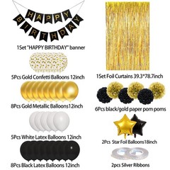 Amandir Black Gold Birthday Decorations for Men Women Black Gold White Confet…