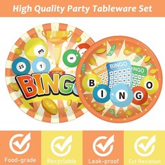 Bingo Party Supplies Pack for 24 Guests Party Tableware Seating Decorations