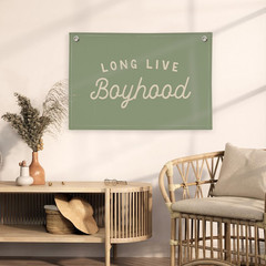 Long Live Boyhood Boys Room Decor, Sage Green Nursery Playroom Toddler Boy Linen