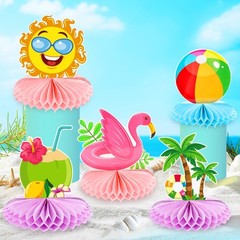 12 Pcs Summer Beach Honeycomb Centerpieces Beach Pool Party Supplies Honeycom…