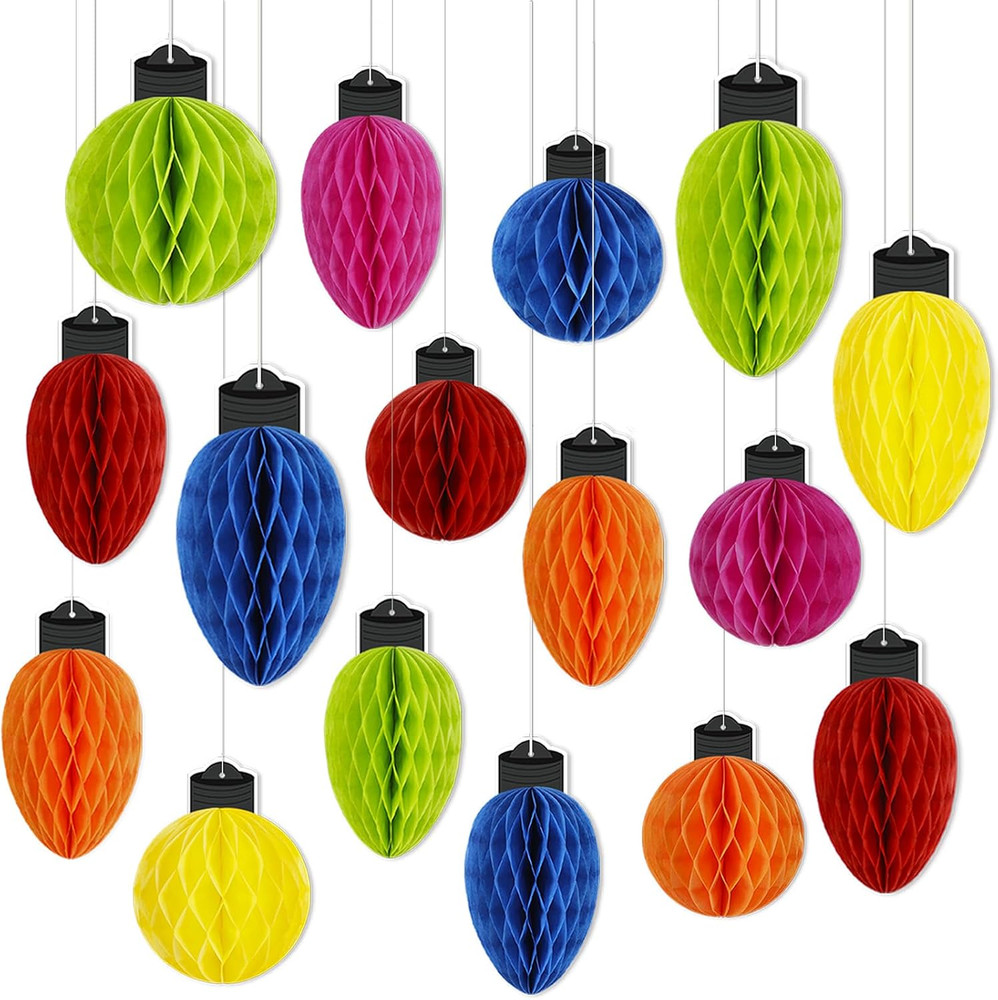 16Pcs Christmas Party Decorations Honeycomb Hanging – Paper Ball Light Decor