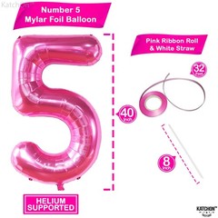 KatchOn, Giant Hot Pink 5 Balloon Number 40 Inch | 5th Birthday Balloons For…