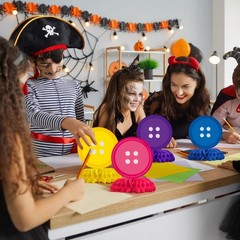 8 Pieces Button Birthday Party Honeycomb Centerpieces Colorful Red Black Blue…