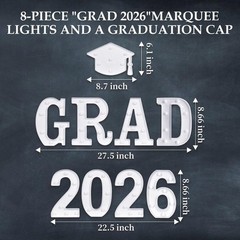Elegant 2026 Grad Party Decorations – Light Up Letters & Cap for All Grad Levels