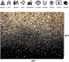 Elegant 7x5ft Black and Gold Glitter Backdrop for New Celebrations