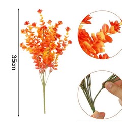 16 Piece Artificial Eucalyptus Flowers Set with Autumn Colors for Outdoors