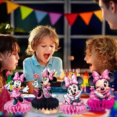 Minnie Mouse Birthday Party Decor Kit. Cake Topper, Centerpieces, Tablecloths