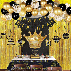 Black and Gold Birthday Decorations for Men Women, Black and Gold Party Decorati